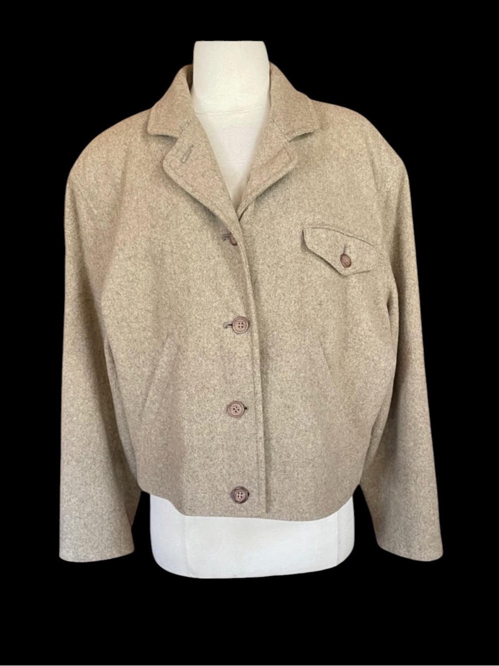 1990s JL Colebrook Oversized Wool Blend, Lined, Button Down Jacket